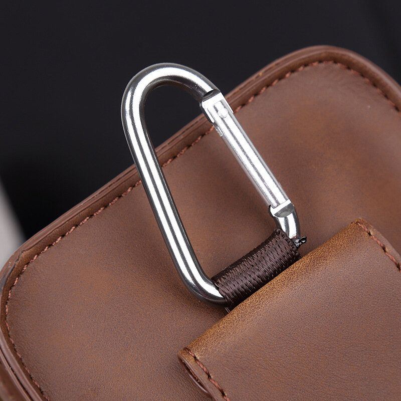 Miesten Keinonahkainen Mini Casual Multi-carry Vyötäröllä Riippuva 6.3 Tuuman Puhelinlaukku Olkalaukku Jossa Vyölenkki