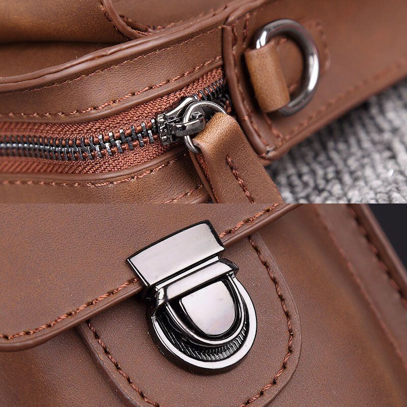 Miesten Keinonahkainen Mini Casual Multi-carry Vyötäröllä Riippuva 6.3 Tuuman Puhelinlaukku Olkalaukku Jossa Vyölenkki