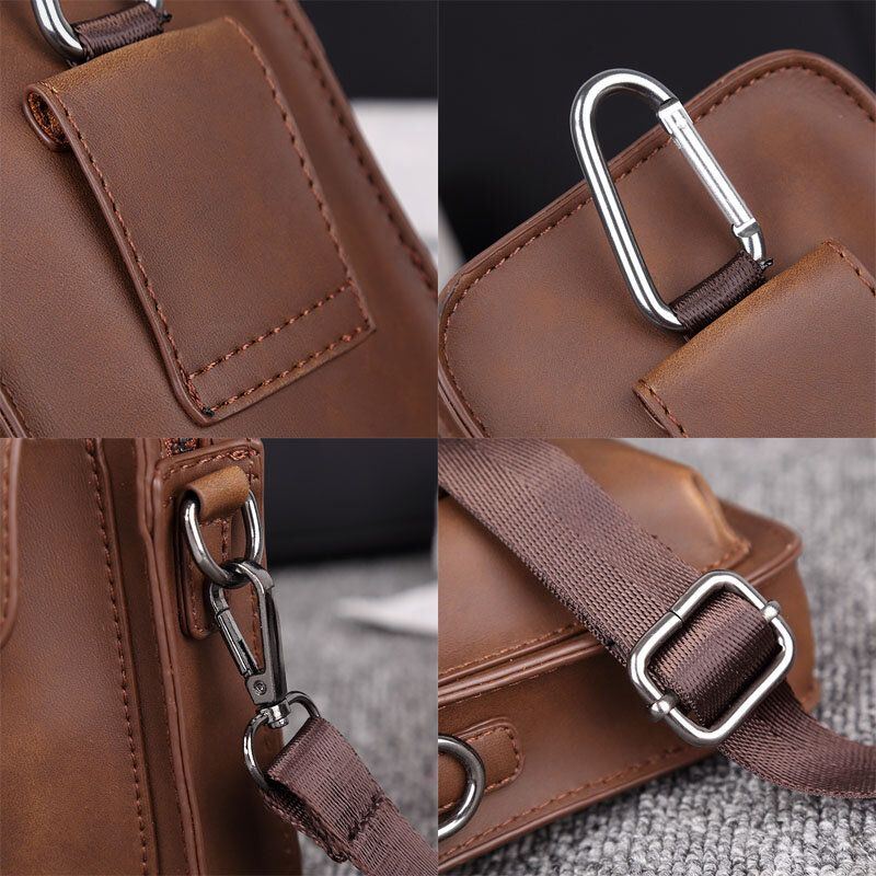 Miesten Keinonahkainen Mini Casual Multi-carry Vyötäröllä Riippuva 6.3 Tuuman Puhelinlaukku Olkalaukku Jossa Vyölenkki