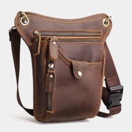 Miesten Retro Aito Nahka Monitaskuinen Vyötärölaukku Outdoor Sport 6.5 Tuuman Puhelinlaukku Vetoketjullinen Crossbody Laukut Olkalaukku