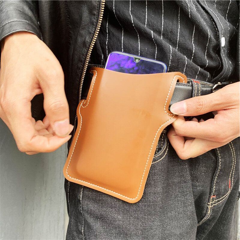 Miesten Tekonahka Yksivärinen Puhelinlaukku Retro Helppokäyttöinen Vyölaukku Edc Vyölaukku Vyölenkillä