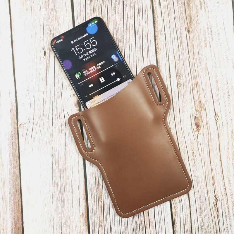 Miesten Tekonahka Yksivärinen Puhelinlaukku Retro Helppokäyttöinen Vyölaukku Edc Vyölaukku Vyölenkillä