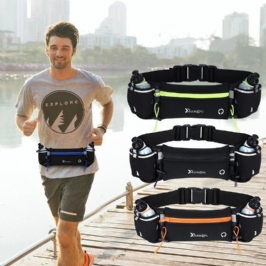 Miesten Unisex Sports Fanny Pack Double Pocket Juoksu Urheilu Vesipullo Vyölaukku Puhelimen Vyölaukku