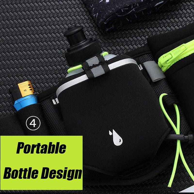 Miesten Unisex Sports Fanny Pack Double Pocket Juoksu Urheilu Vesipullo Vyölaukku Puhelimen Vyölaukku
