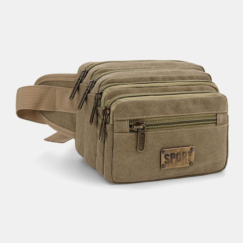 Miesten Vedenpitävä Monitaskuinen Vyötärölaukku Kangas Suuri Tilavuus Monikäyttöinen Puhelinlaukku Rintalaukku Crossbody Laukku Olkalaukku