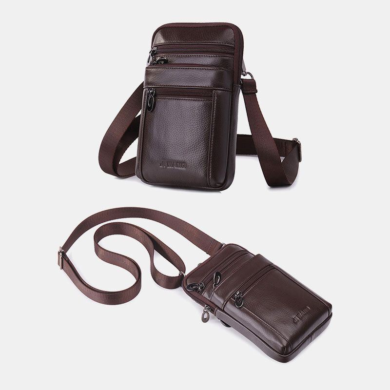 Miesten Vintage Aitoa Nahkaa Oleva Vyölaukku 7 Tuuman Puhelinlaukku Crossbody Bag Olkalaukku