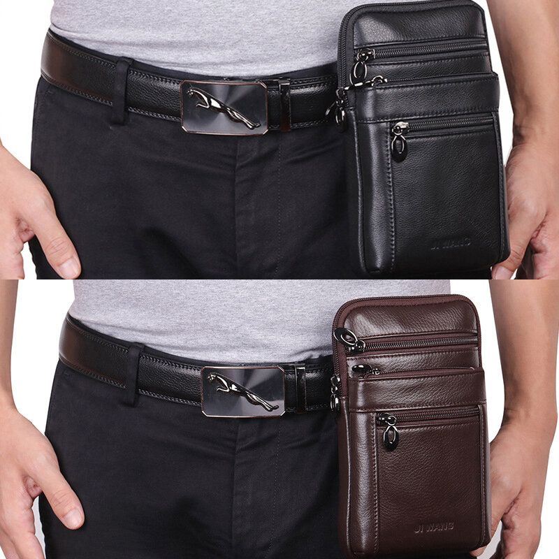 Miesten Vintage Aitoa Nahkaa Oleva Vyölaukku 7 Tuuman Puhelinlaukku Crossbody Bag Olkalaukku