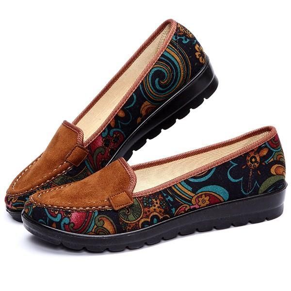 Isokokoiset Naisten Rennot Litteät Loaferit Slip-on Hengittävät Kengät Pehmeäpohjaiset Kengät