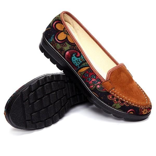Isokokoiset Naisten Rennot Litteät Loaferit Slip-on Hengittävät Kengät Pehmeäpohjaiset Kengät