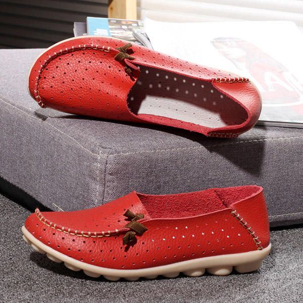Isokokoiset Naisten Vapaa-ajan Tasaiset Kengät Slip On Ballerina Flats Hollow Out Flat Loafers