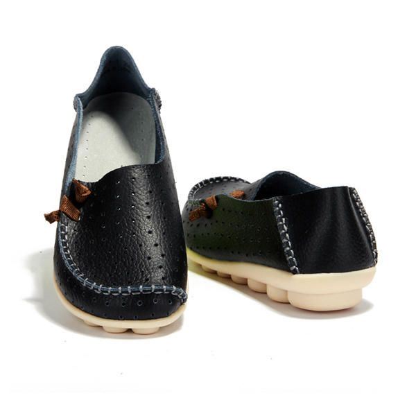 Isokokoiset Naisten Vapaa-ajan Tasaiset Kengät Slip On Ballerina Flats Hollow Out Flat Loafers