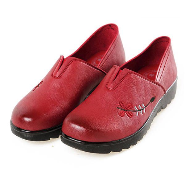 Kirjonta Pehmeä Pohja Vapaa-ajan Kenkä Mukava Slip On Litteät Loaferit Naisten