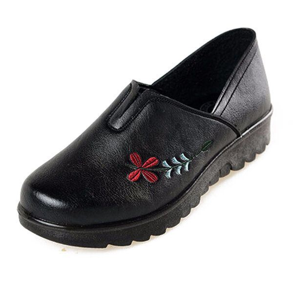 Kirjonta Pehmeä Pohja Vapaa-ajan Kenkä Mukava Slip On Litteät Loaferit Naisten