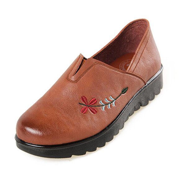Kirjonta Pehmeä Pohja Vapaa-ajan Kenkä Mukava Slip On Litteät Loaferit Naisten