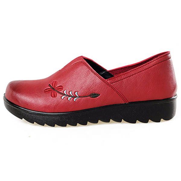 Kirjonta Pehmeä Pohja Vapaa-ajan Kenkä Mukava Slip On Litteät Loaferit Naisten