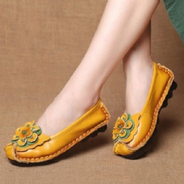 Naisten Aitoa Nahkaa Käsintehdyt Pehmeäpohjaiset Rento Slip On Flats -housut