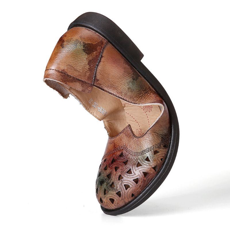 Naisten Boheemi Nahka Ontto Solmiovärjätty Pehmeä Rento Slip On Loafers Tasaiset Kengät