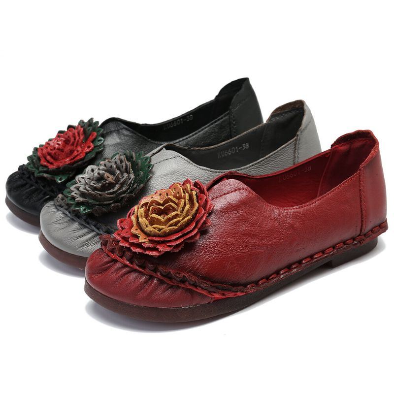 Naisten Folkways Stricing Flowers Mukavat Pehmeät Pohjaiset Rento Tasaiset Loaferit