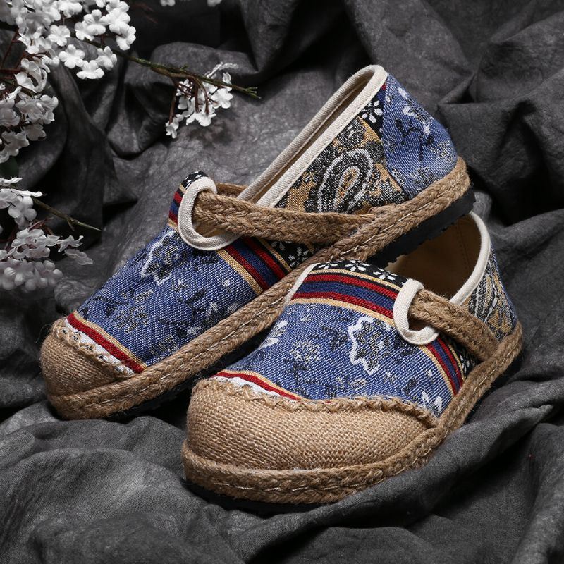 Naisten Liinavaatteet Vanha Peking-painatus Stricing Slip On Loafers