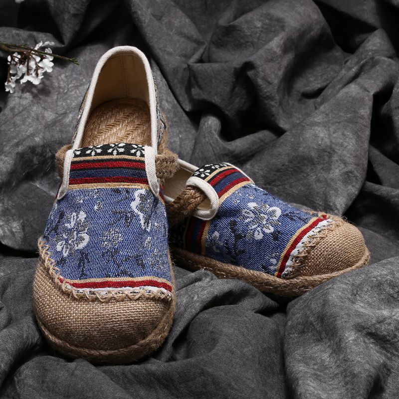Naisten Liinavaatteet Vanha Peking-painatus Stricing Slip On Loafers