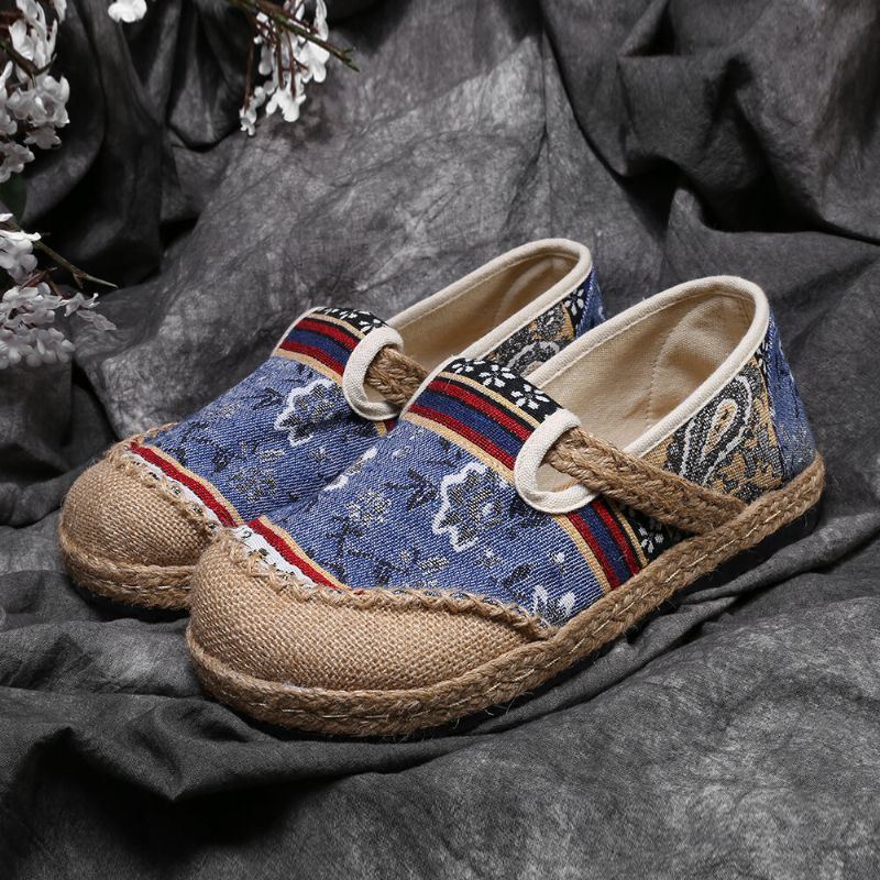 Naisten Liinavaatteet Vanha Peking-painatus Stricing Slip On Loafers