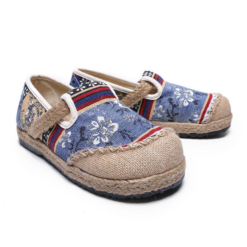Naisten Liinavaatteet Vanha Peking-painatus Stricing Slip On Loafers