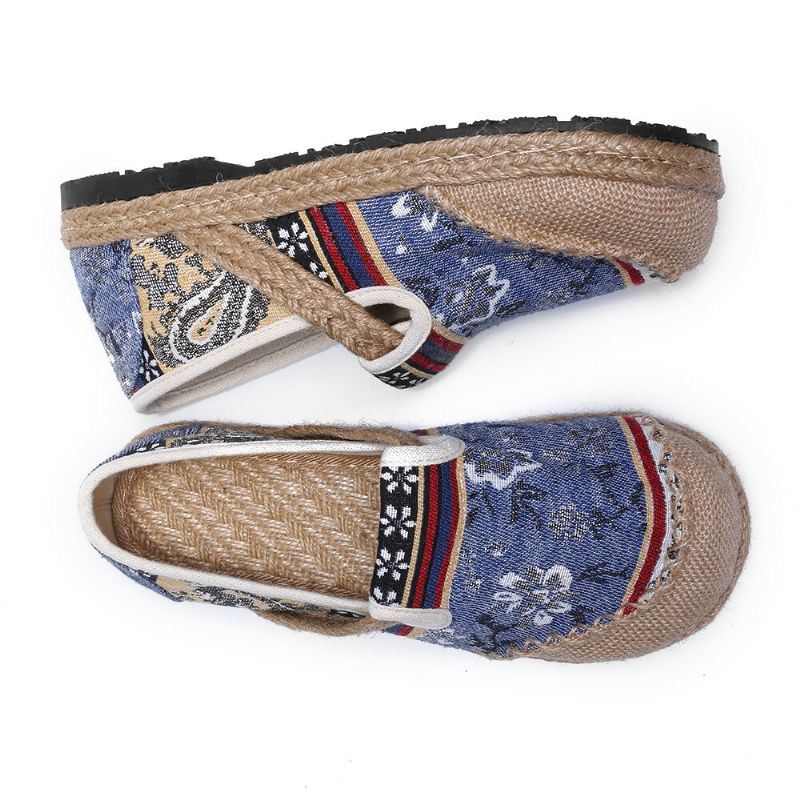 Naisten Liinavaatteet Vanha Peking-painatus Stricing Slip On Loafers