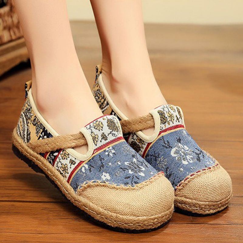 Naisten Liinavaatteet Vanha Peking-painatus Stricing Slip On Loafers