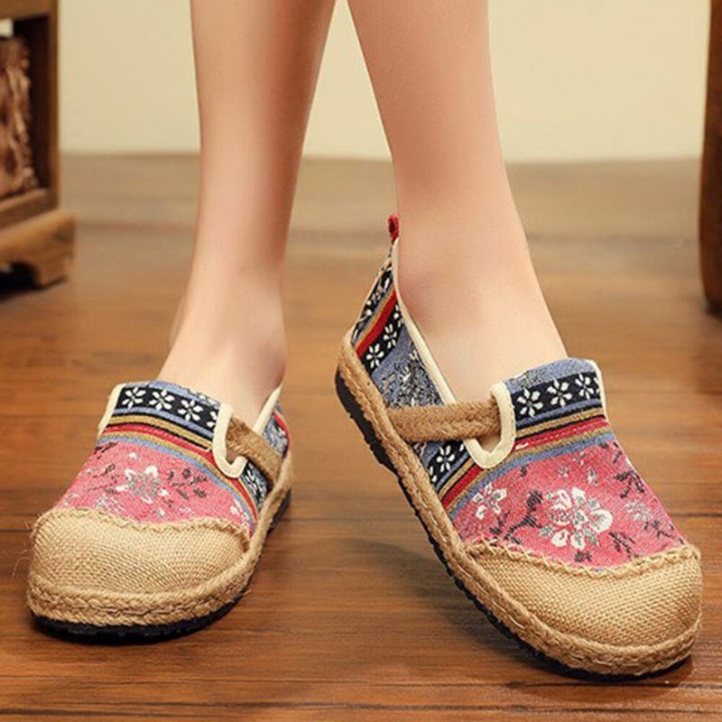 Naisten Liinavaatteet Vanha Peking-painatus Stricing Slip On Loafers