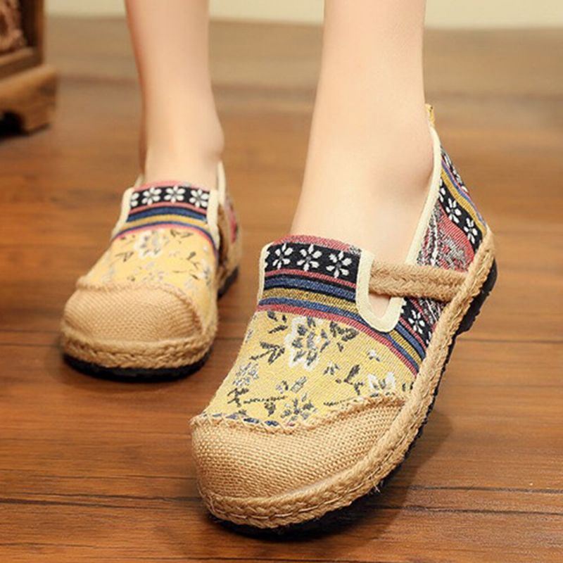 Naisten Liinavaatteet Vanha Peking-painatus Stricing Slip On Loafers