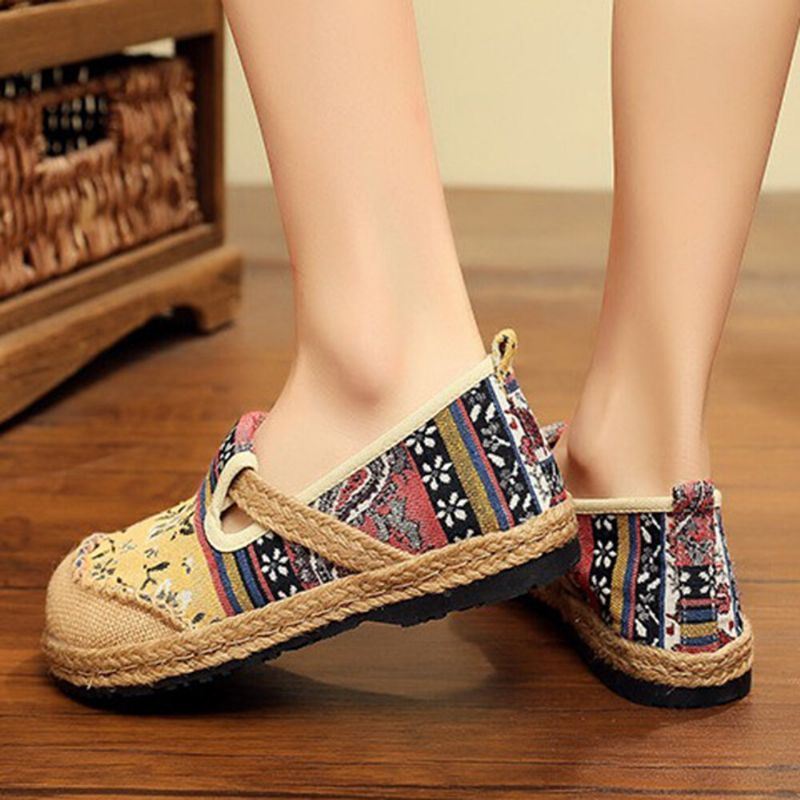 Naisten Liinavaatteet Vanha Peking-painatus Stricing Slip On Loafers