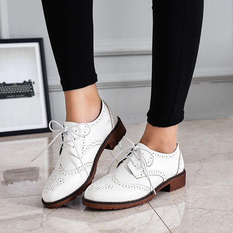Naisten Nauhaiset Mukavat Monipuoliset Toimistokengät Retro Oxfords Flats