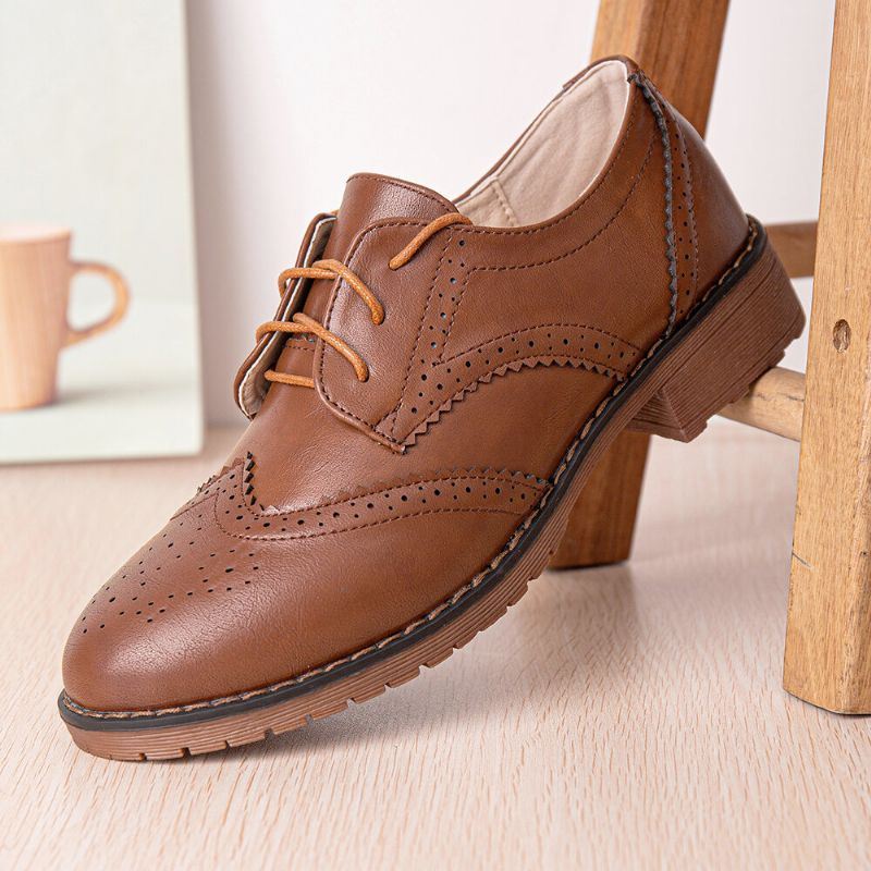 Naisten Nauhaiset Mukavat Monipuoliset Toimistokengät Retro Oxfords Flats