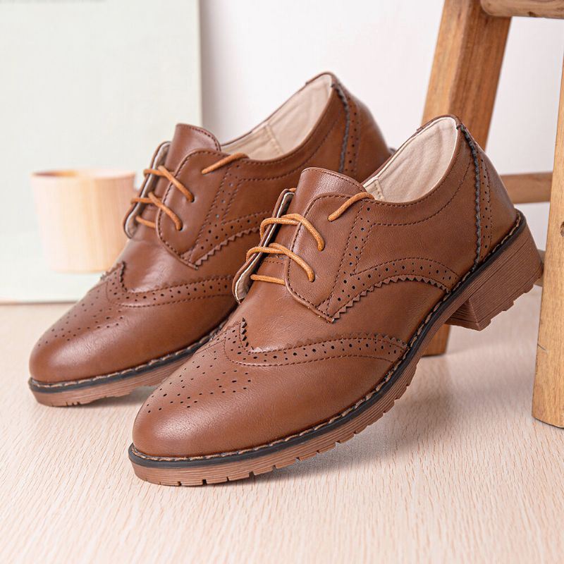 Naisten Nauhaiset Mukavat Monipuoliset Toimistokengät Retro Oxfords Flats