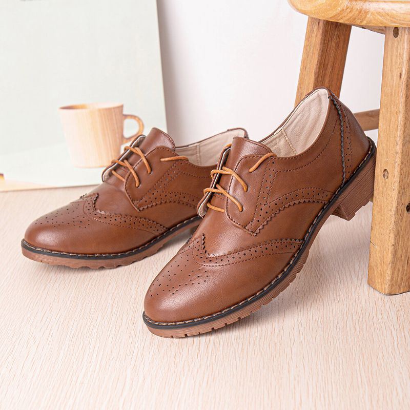 Naisten Nauhaiset Mukavat Monipuoliset Toimistokengät Retro Oxfords Flats