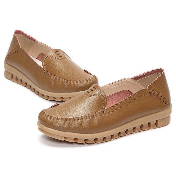 Naisten Pehmeä Kumipohja Pyöreä Varvas Pure Color Slip On Flat Loafers