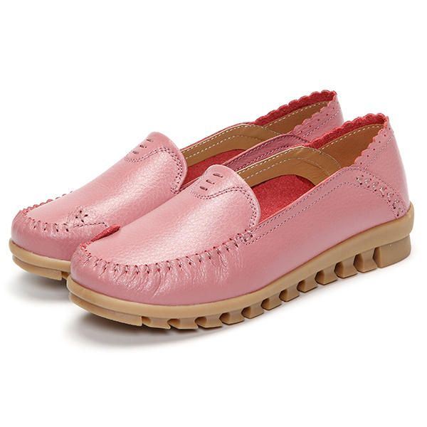 Naisten Pehmeä Kumipohja Pyöreä Varvas Pure Color Slip On Flat Loafers