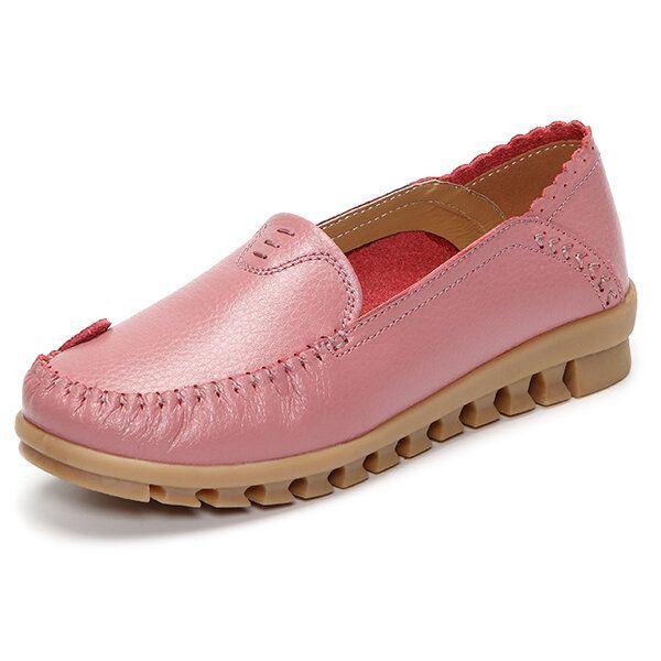 Naisten Pehmeä Kumipohja Pyöreä Varvas Pure Color Slip On Flat Loafers