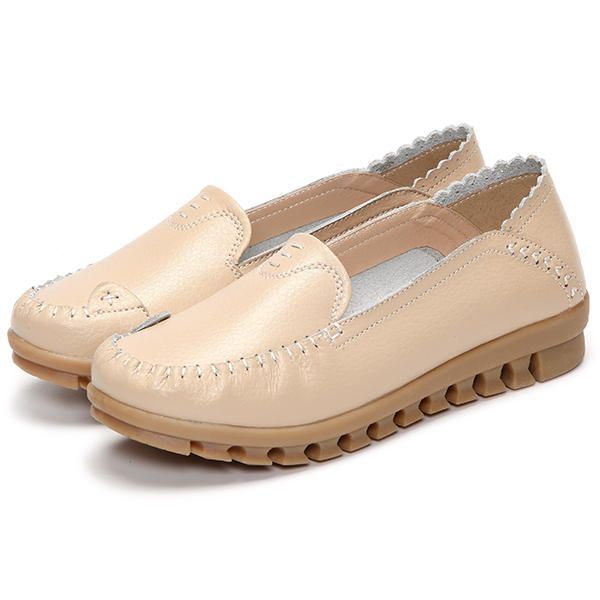 Naisten Pehmeä Kumipohja Pyöreä Varvas Pure Color Slip On Flat Loafers