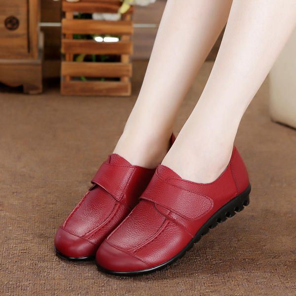 Naisten Pehmeä Nahka Slip On Litteät Kengät Magic Stick Pure Color Mukavat Litteät Loaferit