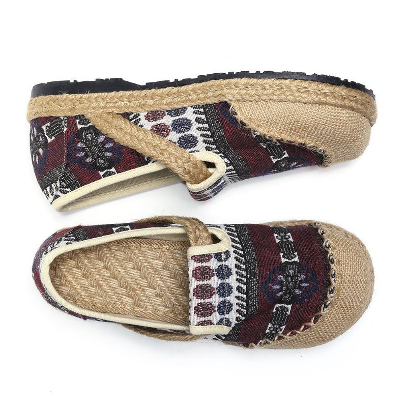 Naisten Pellava-olkikuvioinen Rento Slip On Espadrille-tasaiset Loaferit