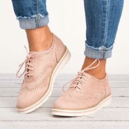 Naisten Plus-kokoiset Brogue Lace Up Pehmeät Nauhanauhat Casual Oxford Loafers