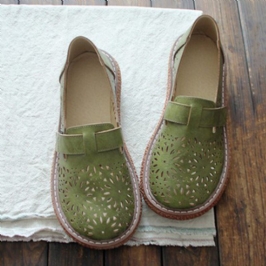 Naisten Retro Casual Slip On Pyöreä Toe Hengittävät Kestävät Loafers Kengät