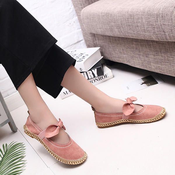 Naisten Rusetti Pyöreä Varvas Slip-on Mokkanahka Litteät Vapaa-ajan Kengät