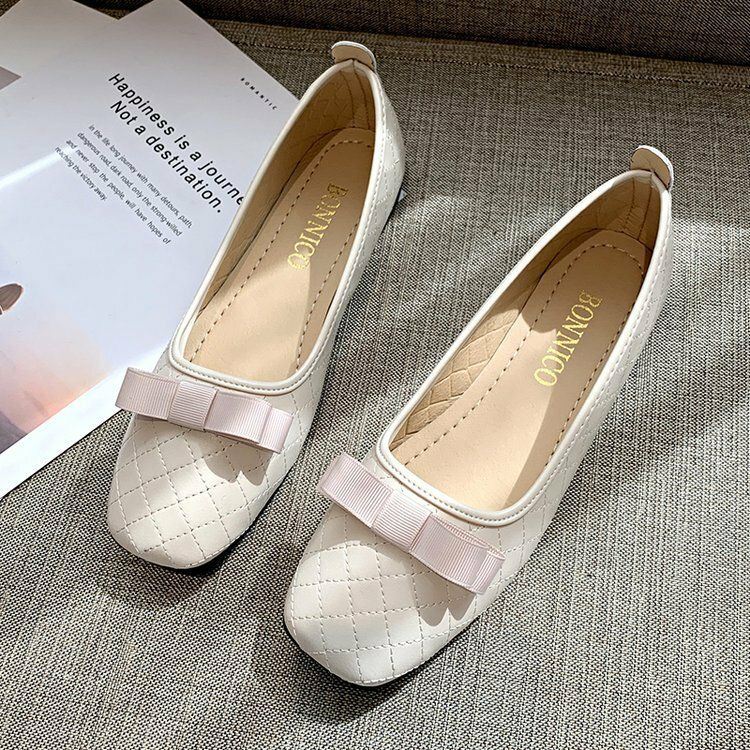 Naisten Rusetti Sisustus Mukava Neliövarvas Pehmeä Pohja Rento Slip On Loafers