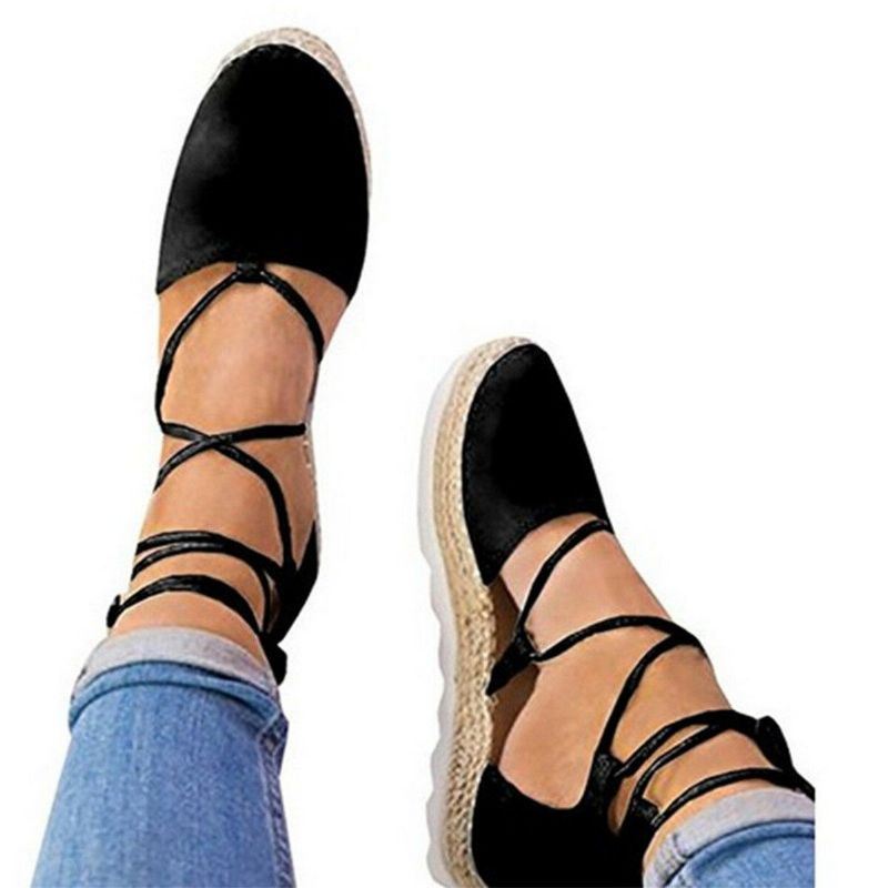 Naisten Strappy Espadrilles Plus Size Rennot Yksiväriset Kesäsandaalit