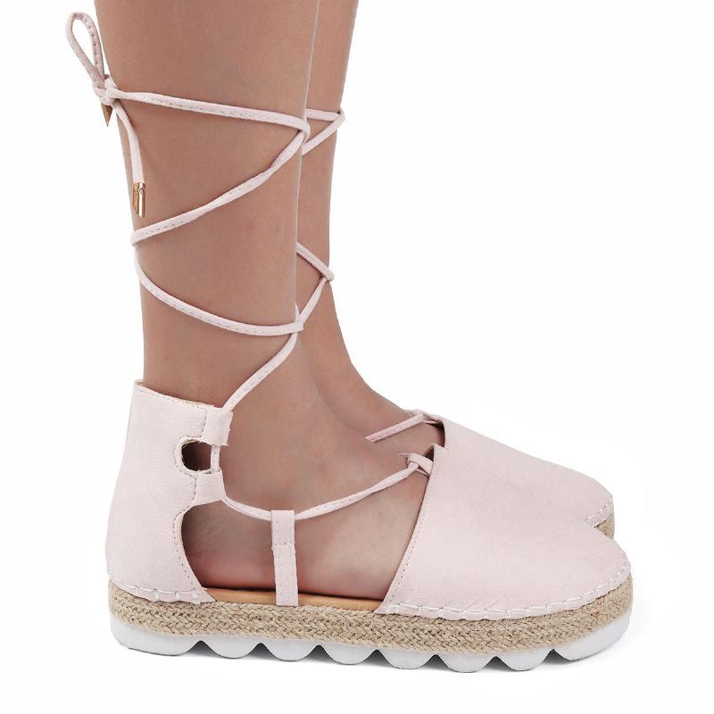 Naisten Strappy Espadrilles Plus Size Rennot Yksiväriset Kesäsandaalit