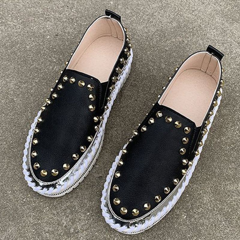 Naisten Tyylikäs Niitti Kiinteä Mukava Vuori Pehmeä Pohja Tasainen Rento Loafers Kengät