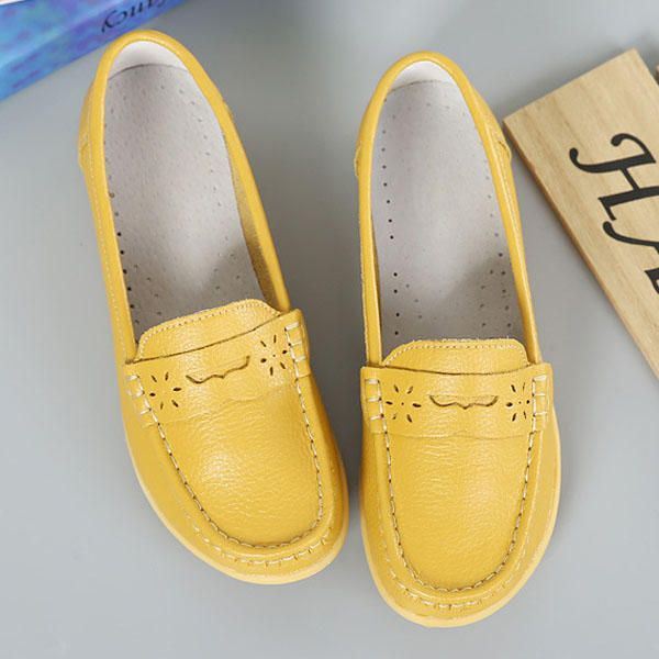 Naisten Us Koot 5-13 Pure Color Pehmeä Pohja Pyöreä Toe Slip On Litteät Loaferit