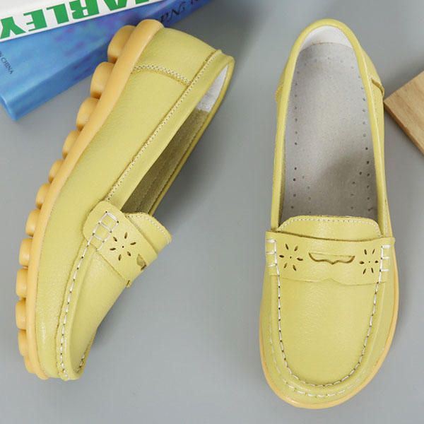 Naisten Us Koot 5-13 Pure Color Pehmeä Pohja Pyöreä Toe Slip On Litteät Loaferit